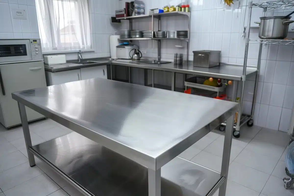 1. โต๊ะเตรียมอาหารสเตนเลส (Stainless Prep Table)